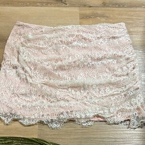 Free People Pink Lace Mini Skirt